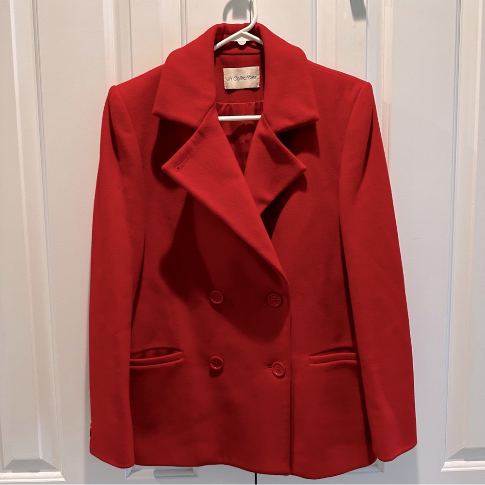 JH Collectibles Vintage Red 100% Wool Jacket Blazer Size 8